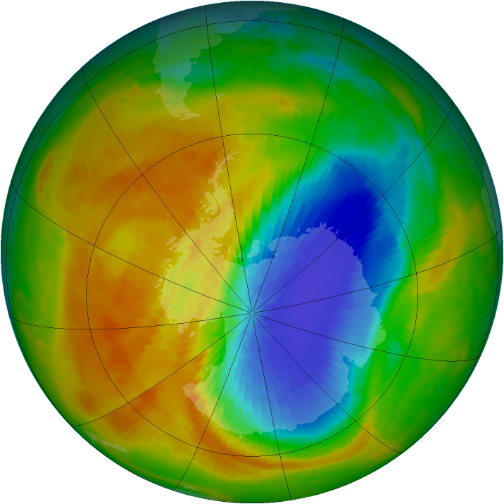 Antarctic ozone map for 03 October 2002